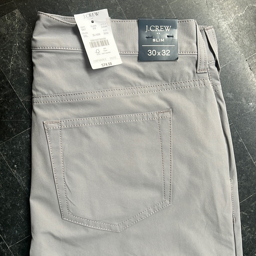 Light Grey J Crew slim tech pants. NWT